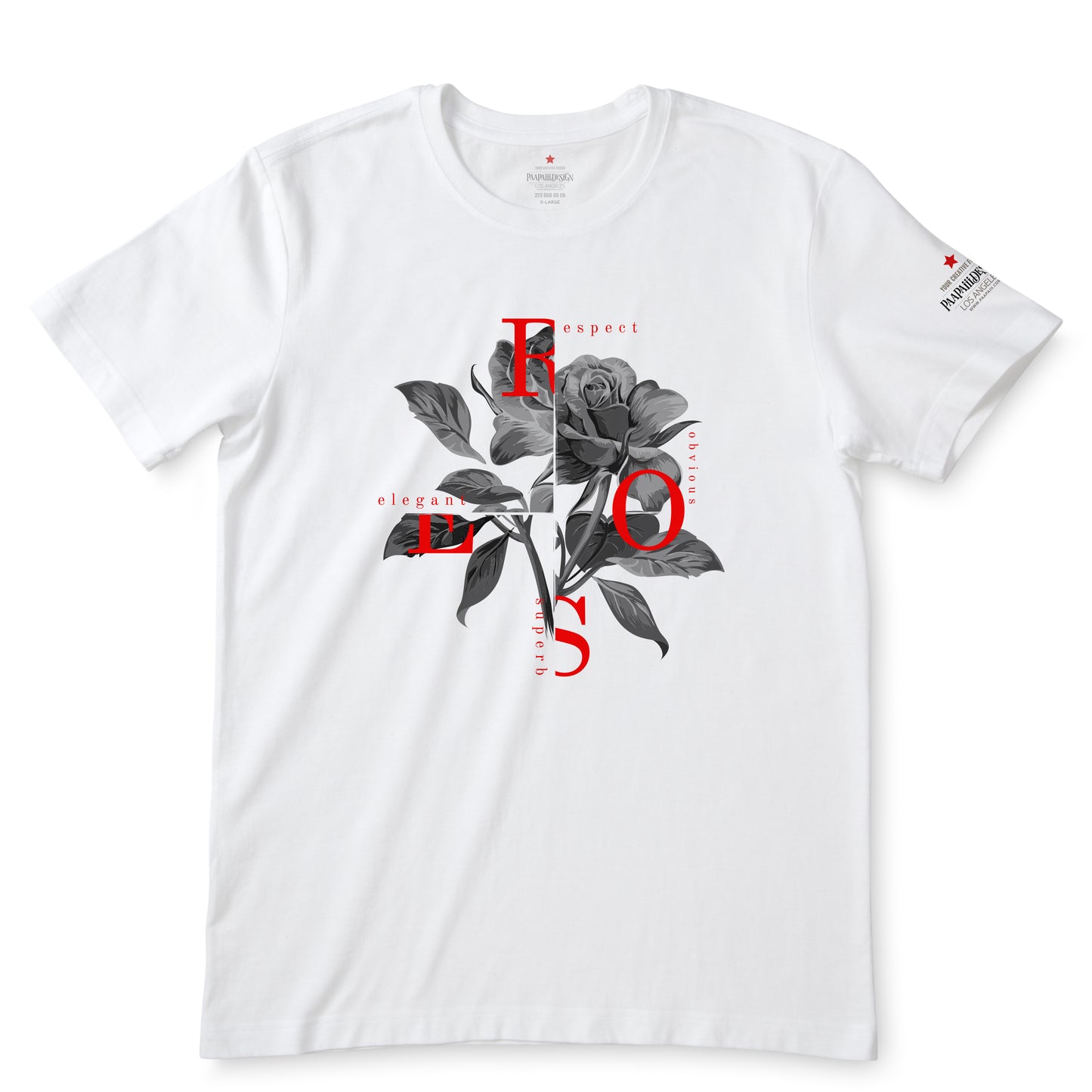 Elegant Rose White T-Shirts