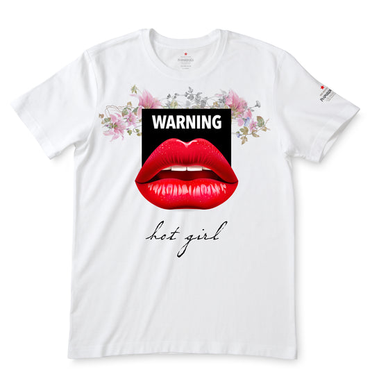 Warning, Hot Girl White T-Shirts